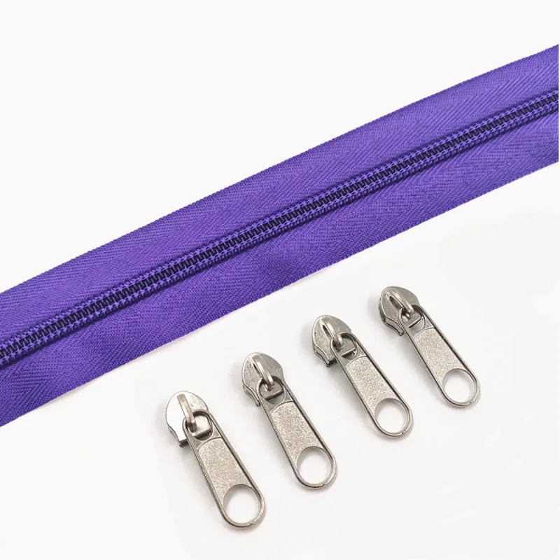 Description Picture 6 of item1/2/3/5/8/10 Meters 5# Long Nylon Zippers Rolls with 2/4/6/10/16 /20 Pieces  Zipper Slider For Tailor Sewing Accessories