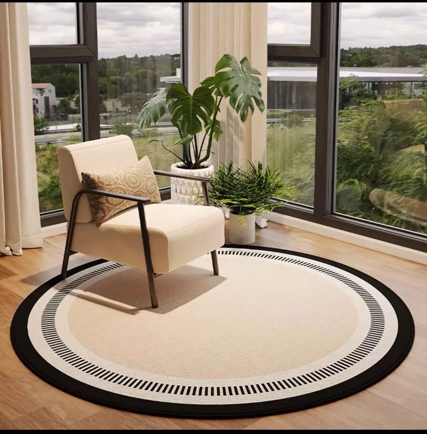 Description Picture 3 of itemVIKAMA French Light Luxury Round Crystal Velvet Carpet Living Room Ssofa Bedroom Tea Table Blanket Study Rocking Chair Floor Mat