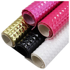 Black Gold Diamond Textured Synthetic Faux Leather Fabric For Handbags Earring Bows DIY Craft Project H0446