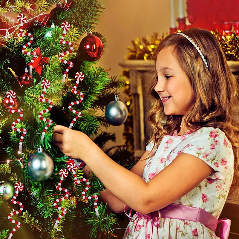 Description Picture 4 of item4Pcs/set Curly Candy Christmas Ornaments Red White Picks Bells Lollipops for Xmas Tree Topper Decor Home Crafts Party Navidad