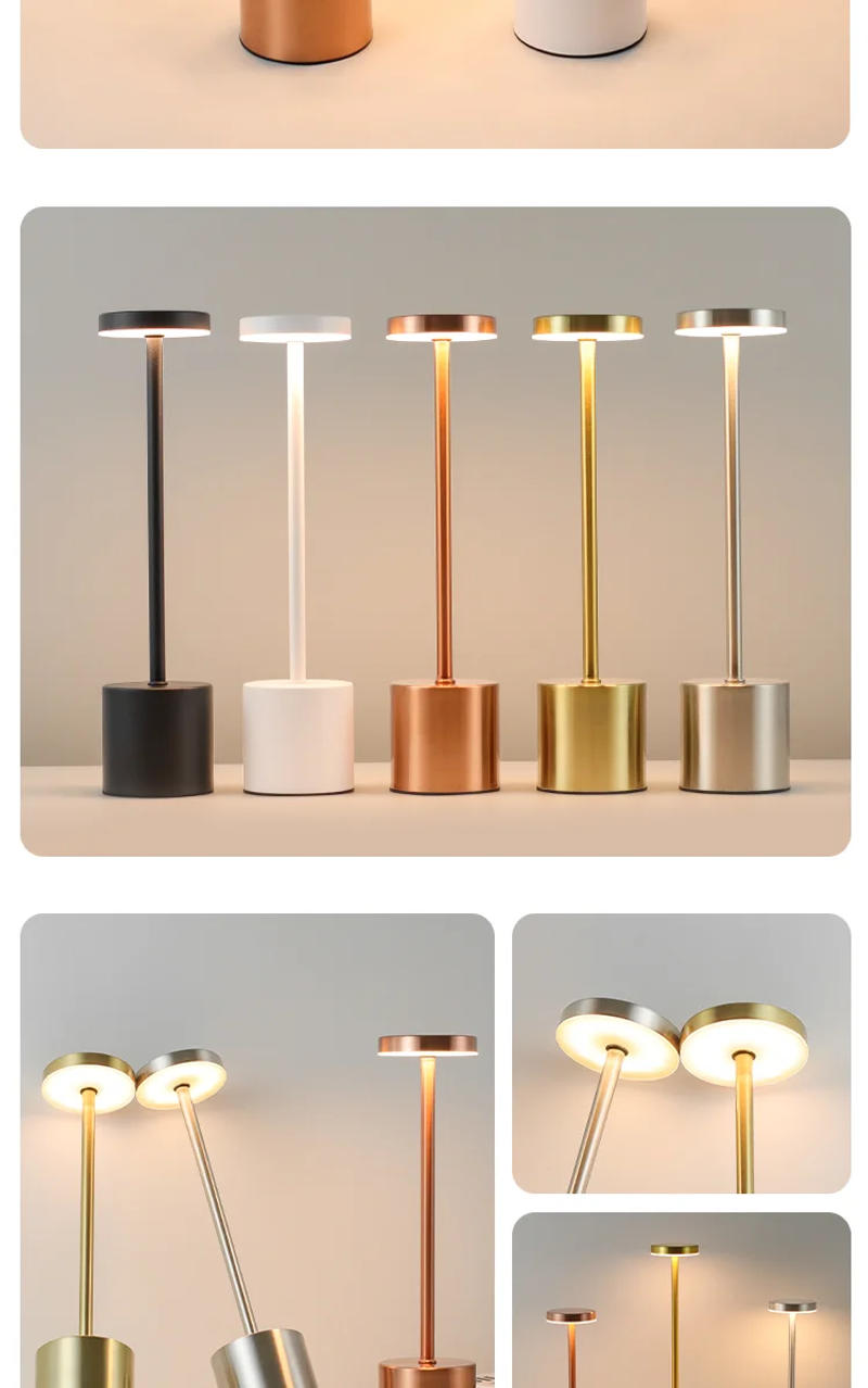 Description Picture 6 of itemUSB Rechargeable LED Touch Sensor Desk Lamp Three Color Metal Table Lamp Bedroom Dining Bar Hotel Decor Atmosphere Night Light