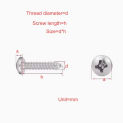 304 Stainless Steel Round Head Cross Tapping Screw M5M5.5M6M8