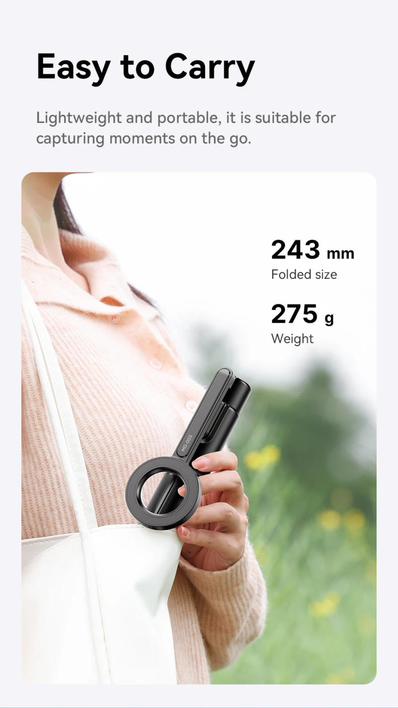 Description Picture 6 of itemUlanzi MG-003 Pro Magnetic Phone Selfie Stick Tripod 1.36m Extendable Selfie Tripod for iPhone 15 14 13 12 Vlog Livestreaming