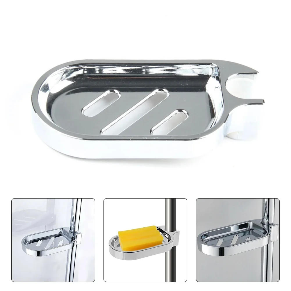 Description Picture 3 of item24/25mm Plastic Shower Rail Soap Dish Box Soap Holder Shower Rod Slide Bar ABS Chrome for Sliding Bar Bathroom Tray