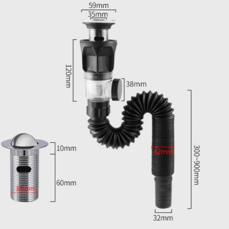 Description Picture 2 of itemKitchen Sink Drain Flip-Top Retractable Deodorizing Filter Flexible Downspout Bathroom Sink Anti Clogging Kitchen Accessories