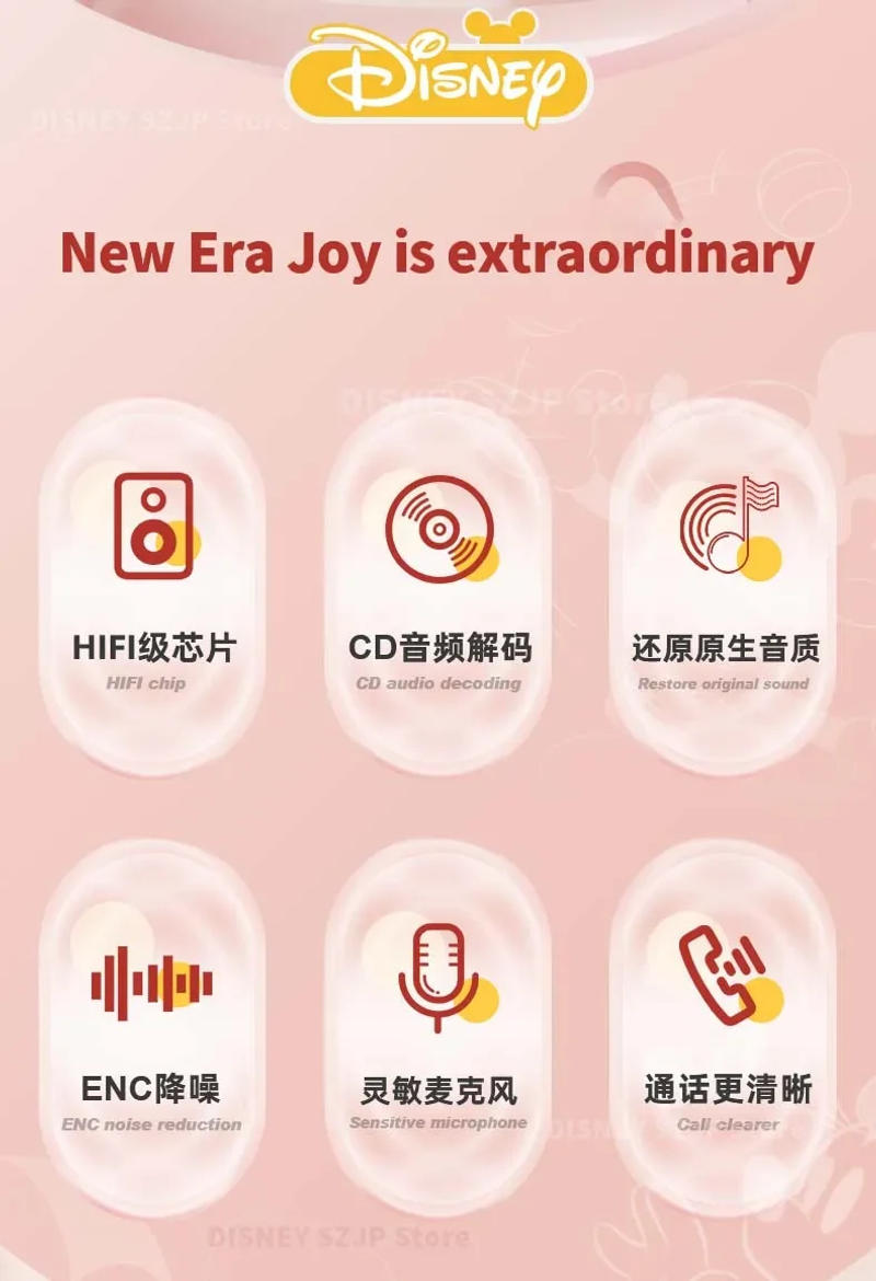 Description Picture 3 of itemDisney Earphones Bluetooth Wireless Mickey Earbuds HiFi Stereo Noise Reduction Sport Gaming Headphones Long Endurance Q53