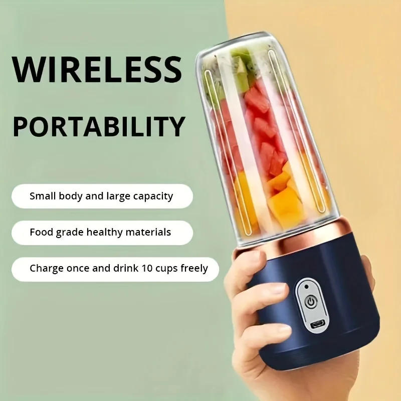Description Picture 6 of item6 Blade 400ML Portable Blender Electric Juicer Cup For Travel Portable Juicer Mixer Usb Fresh Fruit Juice Blender Smoothie