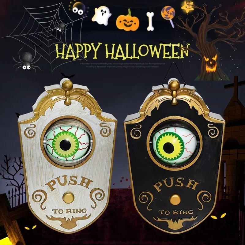Description Picture 3 of itemLuminous Hanging Doorbell Haunted Decorations Party Supplies Glowing Doorbell Horror Props Creepy Eyes Sound Lights Halloween
