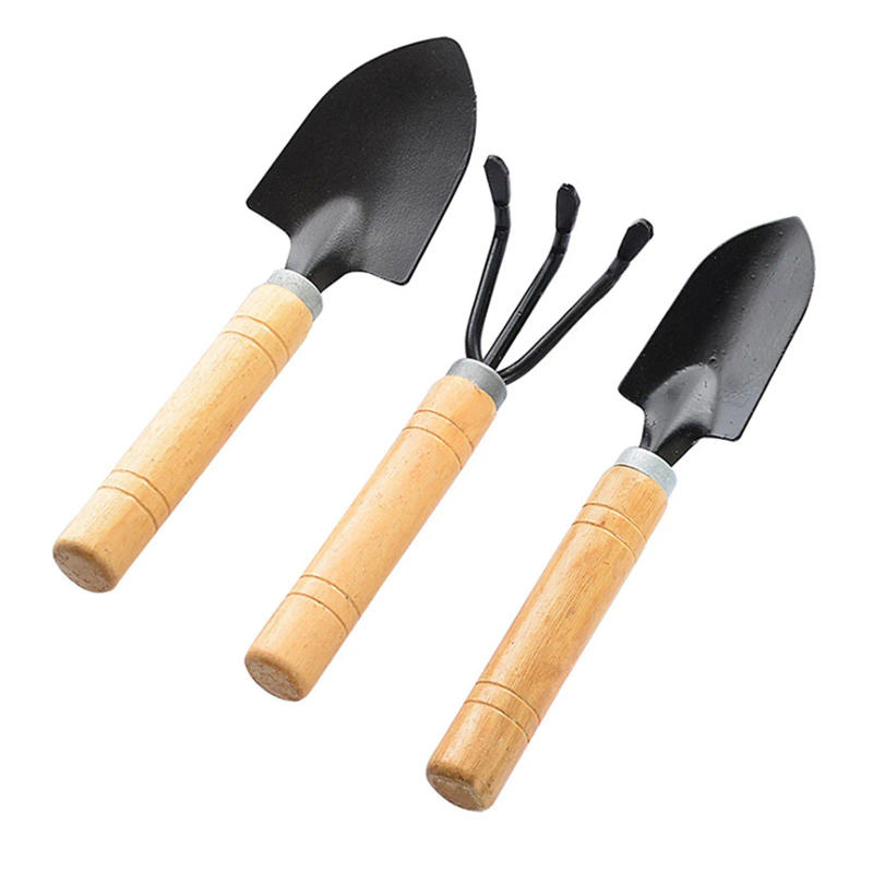 Description Picture 3 of item3 Piece Set Mini Gardening Potting Tools Wooden Handle Shovel Rake Shovel Multifunctional Household Plant Bonsai