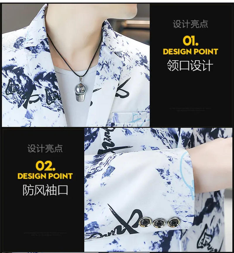 Description Picture 4 of itemChinese Style Men Blazers Fashion Casual Business Suit Jacket Slim Fit Versatile Office Social Banquet Party Dress Coat Tops