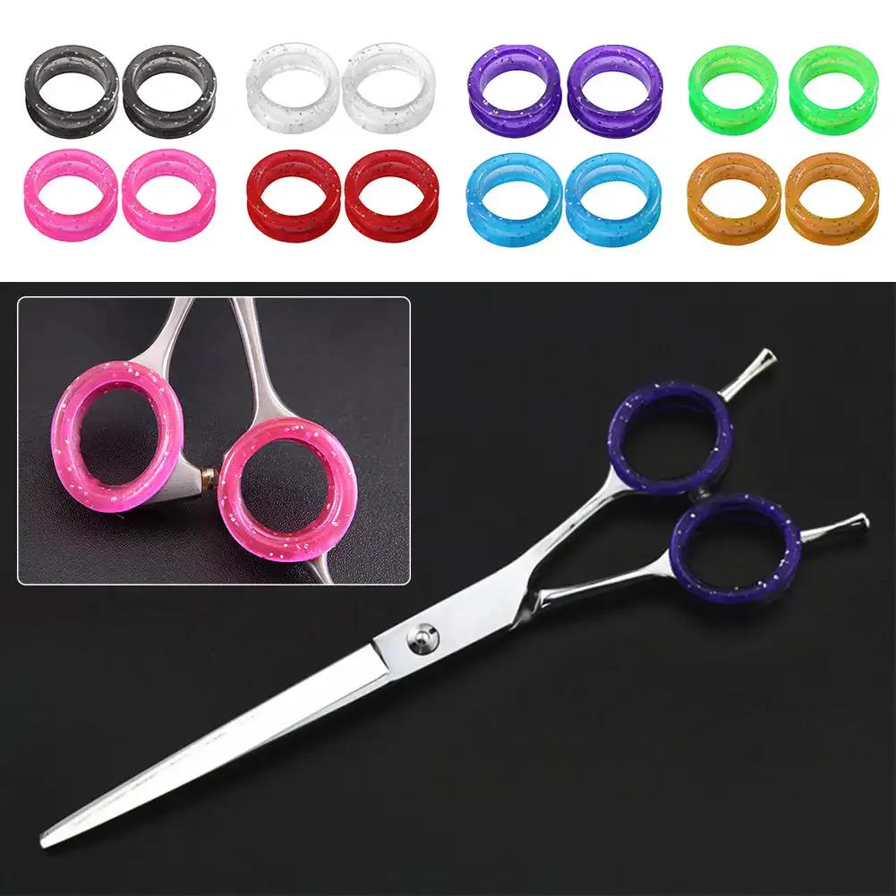 Description Picture 2 of item5Pcs Silicone Grooming Scissors Ring Pet Shears Ring Fit Professional for Shears Dog Cat  Comfortable Cutting Hair Tools