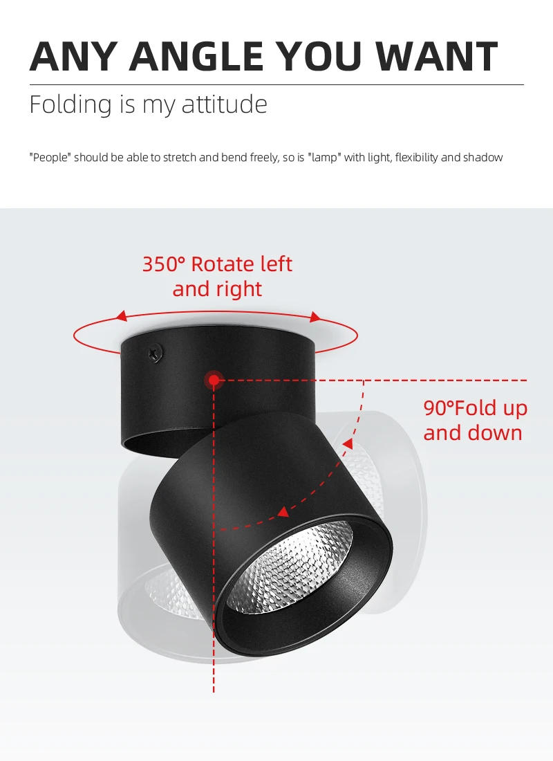 Description Picture 4 of itemLed Downlight Folding Ceiling Light Fixture 220V 5W/10/15/25W Surface Mounted Lamps for Home Lustre Spot Kitchen Room Decoration