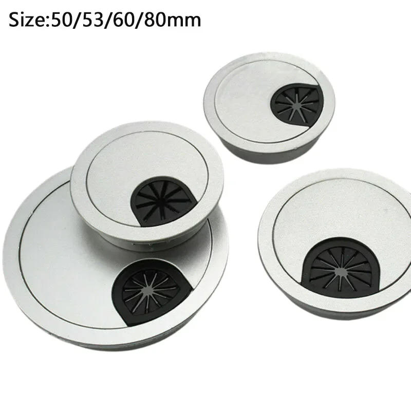 Description Picture 2 of item4 Sizes 50/53/60/80mm Zinc Alloy Desk Wire Hole Cover Computer Tidy Grommet Table Cable Outlet Port Surface Line Box Hardware