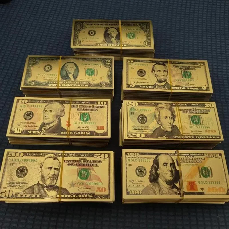 Description Picture 2 of item5~100pcs US Dollars 100 Dollar Bills Fake Dollars Gold Banknotes Golden USD Fake Money Crafts for Collection Home Decor