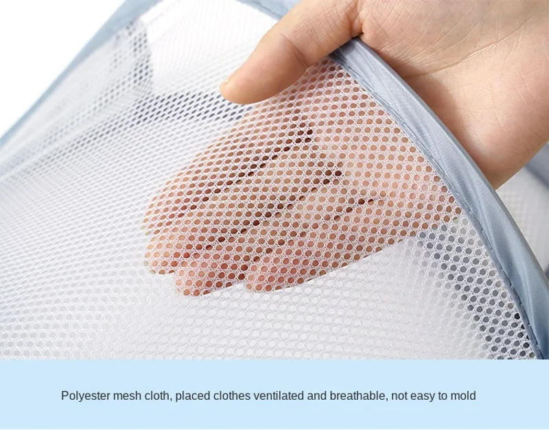 Description Picture 6 of itemFoldable Storage Laundry Basket Organizer Dirty Clothes Mesh Bag Household Wall-mounted Bathroom Clothes Hanging Baskets Bucket