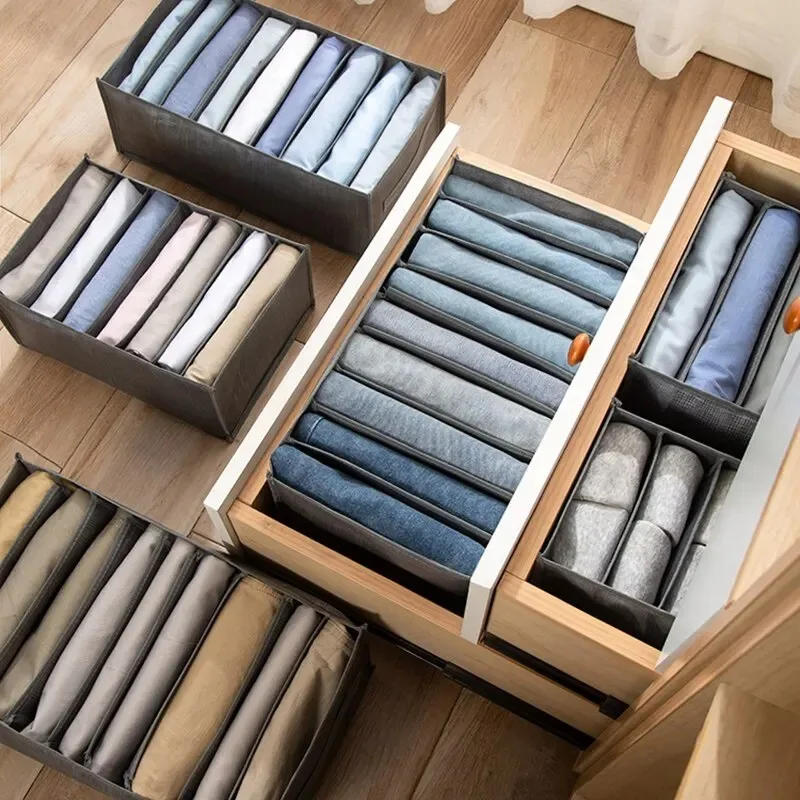 Description Picture 4 of item1-2Pcs Clothes Storage Organizer Organizer for Underwear Non-woven Fabric Pants Clothing Storage Box Divider Boxes Wardrobe Home