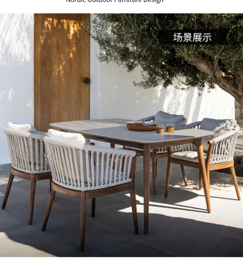 Description Picture 5 of itemNordic Yuji wind solid wood teak long table household rectangular table outdoor garden table villa antiseptic wood