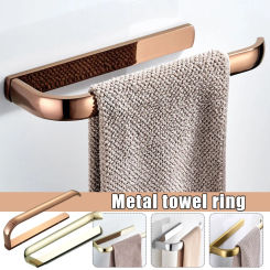 Rose Gold Bathroom Wall Mounted Brass Towel Rack Hand Towel Ring Single Bar Holder Hanger (Need Perforated Installation)