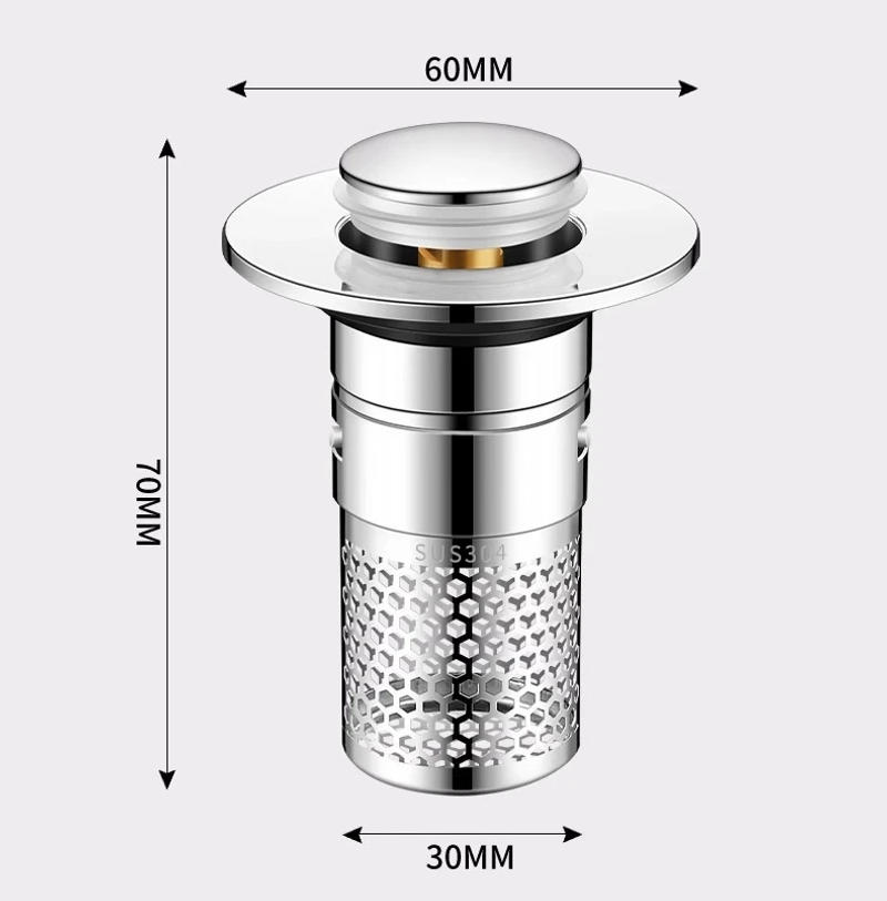 Description Picture 2 of itemWashbasin Drain Filter Pop-Up Bounce Core Stopper Hair Catcher Shower Sink Strainer Kitchen Bathroom Accessory