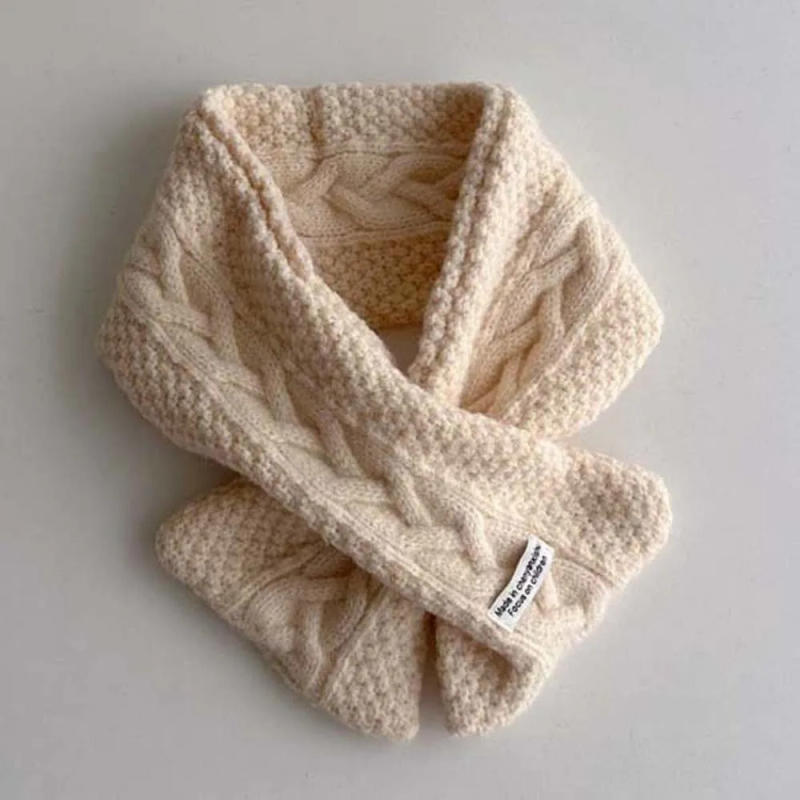 Description Picture 5 of itemVersatile Elastic Children Knitted Scarf Trendy Solid Color Kids Woven Neckerchief Korean Style Long Winter Cross Muffler Boys