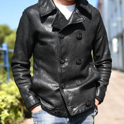 Italian Imported Man's Trench Coat Double Breasted Sheepskin Mens Blazer Jacket Suit Coat Old Fashion Genuine Leather Overcoat