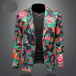 2024 New Print Slim Fit Blazers Men's Club Dress Groom Tuxedo Men's Formal Wedding Prom Suit Jacket Brand Costume Homme