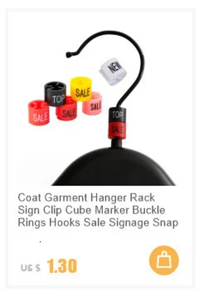 Description Picture 3 of itemCoat Garment Hanger Rack Sign Clip Cube Marker Buckle Rings Hooks Sale Signage Snap Clamp Tag Label Store Props Fixture