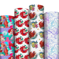 Cartoon Print Lychee Texture Faux Leather Sheet Mermaid Ariel Synthetic Leatherette Vinyl Fabric for DIY Hairbows Accessories