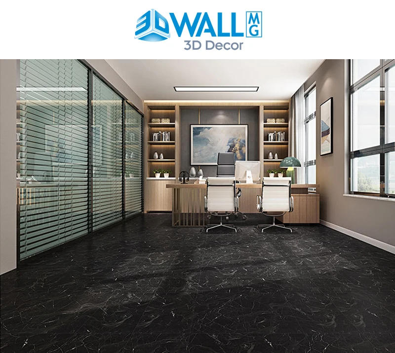 Description Picture 2 of itemSimulated Marble Tile Floor Sticker PVC Waterproof Self-adhesive for Living room Toilet Kitchen Home Floor Decor 3d Wall sticker