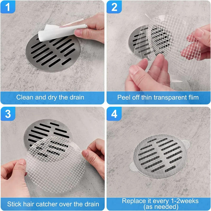 Description Picture 2 of item10Pcs Disposable Shower Floor Drain Sticker Hair Catcher Drain Stopper Filter Cover Kitchen Bathroom Accessories Hardware