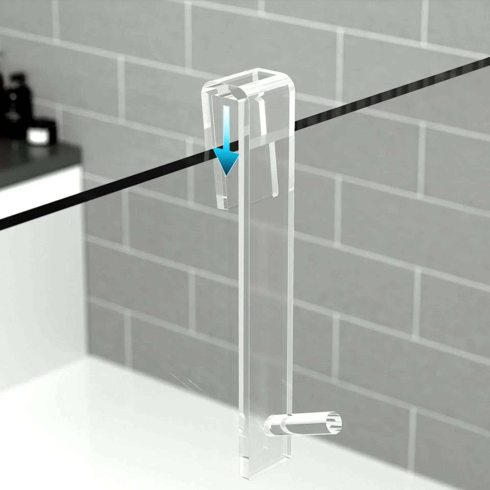 Description Picture 5 of itemAcrylic Bathroom Shower Door Hook Over Glass Door Shower Towel Rack Punch-Free Bathroom Bathrobe Hanger Transparent Towel Hooks