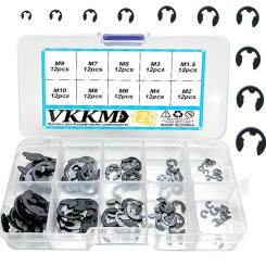 120pcs Stainless Steel Stainless Steel E Clip Washer Assortment Kit Circlip Retaining Ring For Shaft Fastener M1.5~M10