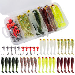 Goture 40pcs/lot Soft Lure Kit Soft Fishing Lure 5cm 0.7g Jig Head Hook 3.2cm 3.5g Fishing Hooks with Fishing Tackle Box Pesca