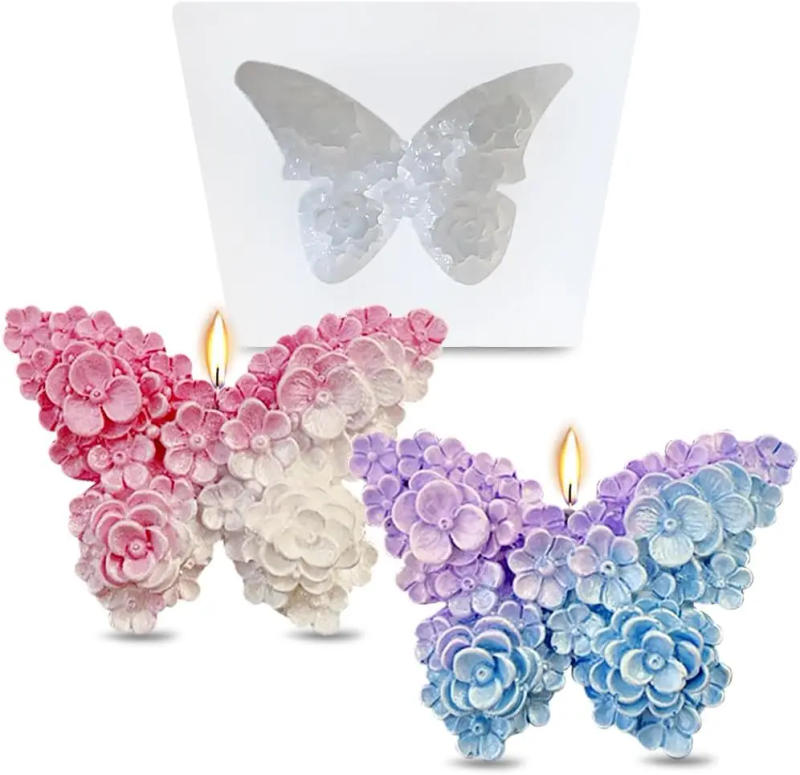 Description Picture 2 of item3D Flower Butterfly Silicone Molds Epoxy Resin Molds Floral Butterfly Candle Molds for Candle Making Silicone Mold for DIY