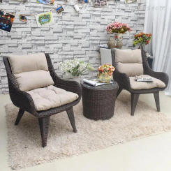 The Cane Makes Up Furniture Three-piece Garden Balcony Outdoor Courtyard Patio Table And Chairs Cany Art Balcony Small Tables An