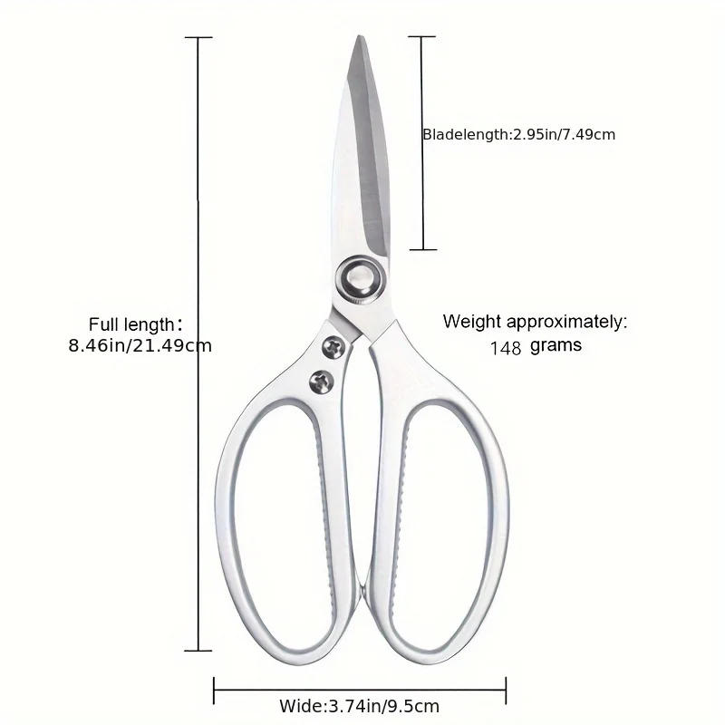 Description Picture 3 of item1pc Multi-Purpose Stainless Steel Kitchen Shears - Heavy-Duty Poultry Scissors with Comfortable Aluminum Alloy Grip for Food Pre