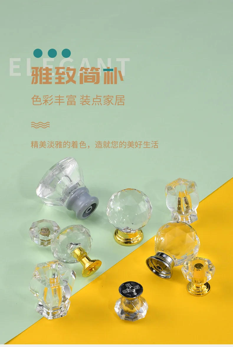 Description Picture 2 of itemFurniture European and American clothing cabinet door acrylic crystal diamond drawer single hole plastic handle