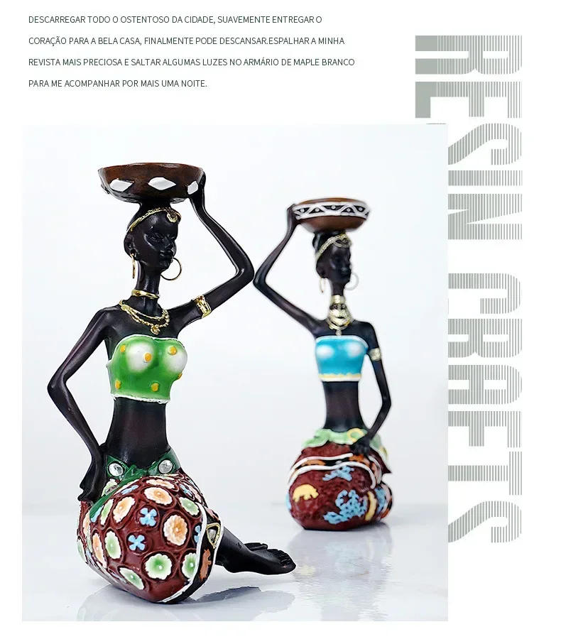 Description Picture 6 of itemSculpture Candleholder African Woman Figurines Candle Holder for Entrance Hall Decoration Desk Accessories Minimalist Ornaments
