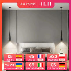 Nordic Long Tube Pendant Lights Modern Led Hanging Lamp Black White Kitchen Bedroom Background Home Decoration Chandeliers