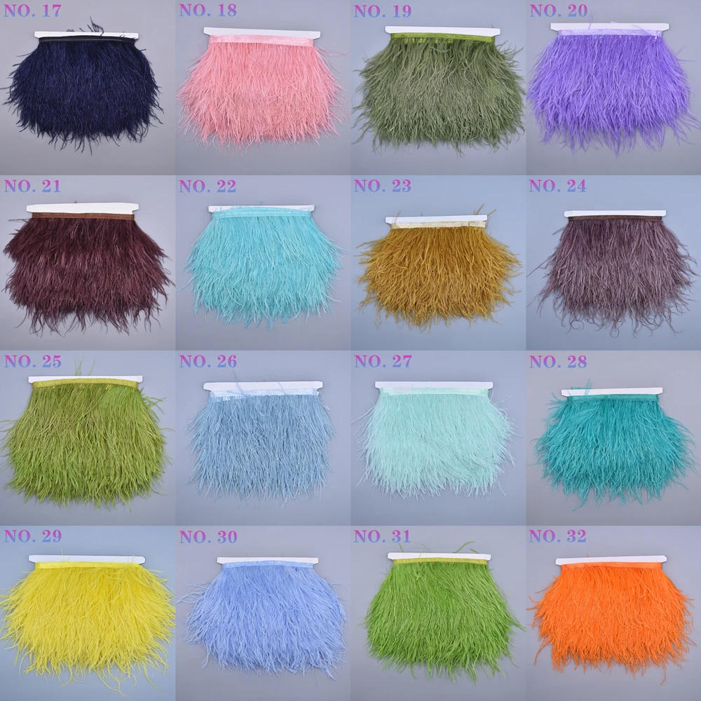 Description Picture 3 of item10Meter Ostrich Feathers on Tape Ribbon Fringe Trim 8-10CM Handicraft Accessories Ribbon Feather Fringes Sewing Trimmings Flecos