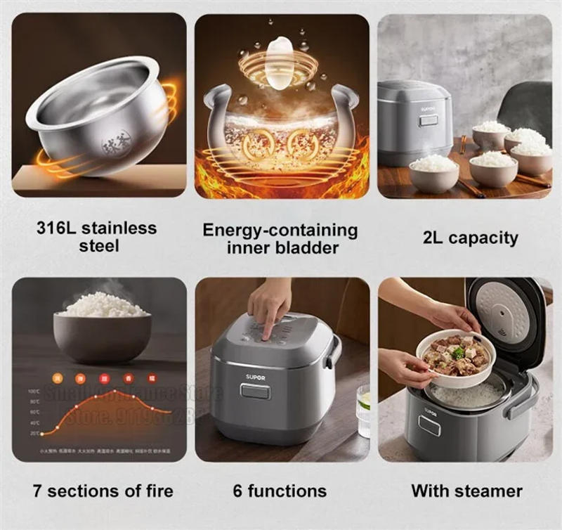 Description Picture 3 of itemSUPOR 2L Electric Smart Cooker Multifunctional Adjustable Rice Cooker For 1-4 People Kitchen Appliances Stainless Steel Liner