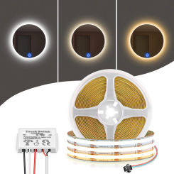 Touch Dimmable CCT COB LED Strip Light 24V 2700K to 6500K Changeable Light Tape DIY Dressing Tabe Makeup Mirror Backlight Lamp