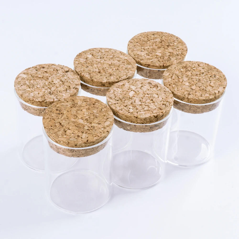 Description Picture 4 of item6pcs/Lot Glass Bottle 60*47mm 60ml Stopper Spicy Storage Corks Jar Small Vial Bottle Containers Glass Simple Spice Storage Jars