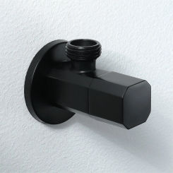Black Octagon Design Switch Brass Filling Valves One Input One Output Stop Valve Bathroom Washing Basin Toilet Bowl Accessories