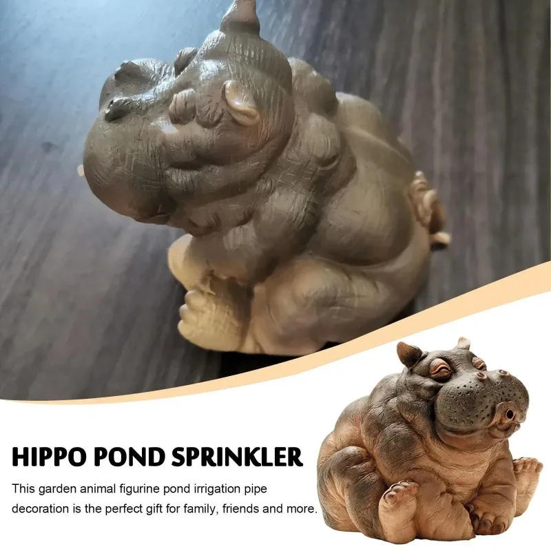 Description Picture 4 of itemNew Hippo Decor Pond Spitter Statue Hippo Garden Supplies Outdoor Animal Sprinkler Yard Patio Home Decoration House Sculptures