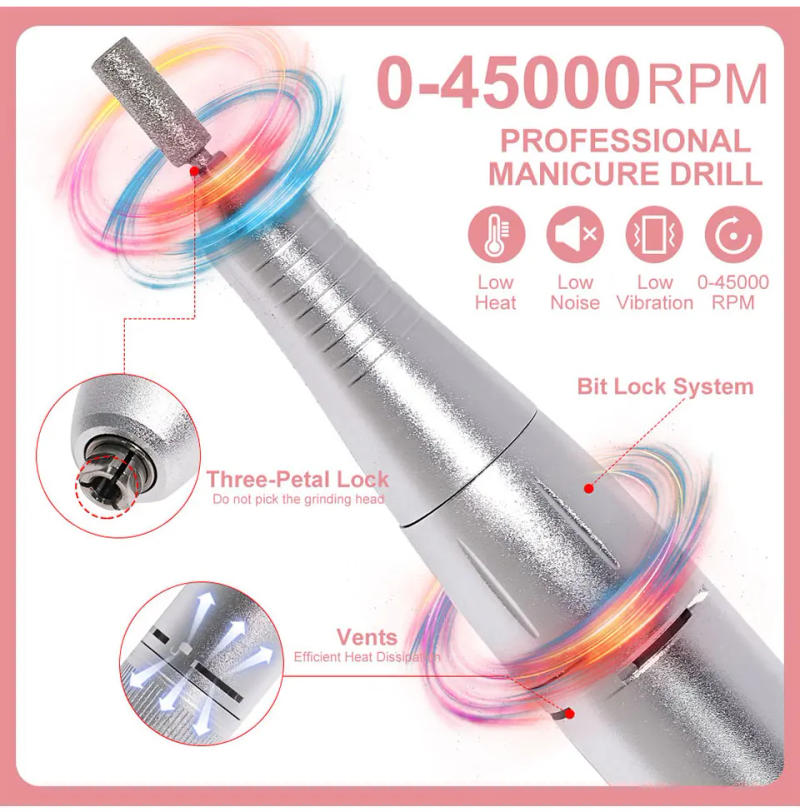 Description Picture 3 of item45000RPM Rechargeable Electric Nail Drill Machine With USB Connector Nail Polish Remover Drill Set Manicure Sander Low Noise