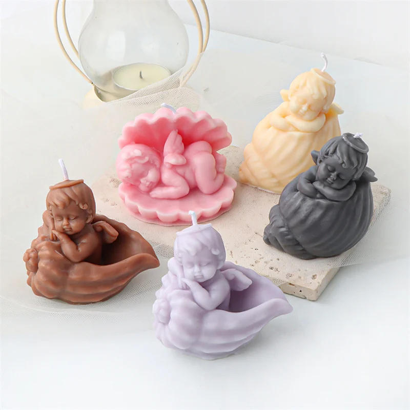 Description Picture 4 of itemNew Shell Angel Scented Candle Silicone Mold Winged Angel Cake Chocolate Ornament Mold Handmade Resin Soap Making Supplies Mould