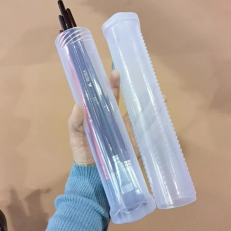 Description Picture 4 of item1PC Clear Plastic Retractable Pencil Holder Adjustable Height Makeup Brush Cylinder With Lid Dustproof Cosmetic Brush Holder Box