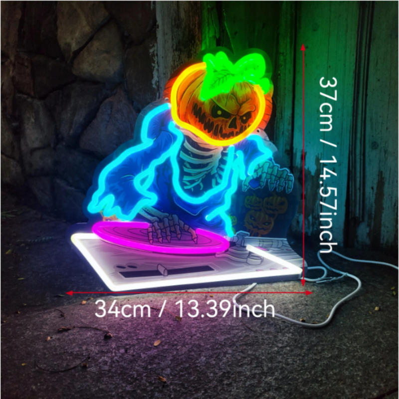 Description Picture 5 of itemHalloween Pumpkin Ghost Neon Signs Custom Led Halloween Neon Sign Room Decoration Bar Night Lights Wall Hang Decor