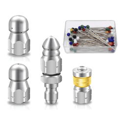 6PCS Sewer Jet Nozzle Kit, Stainless Steel Sewer Jetter 1/4 Inch NPT for Pressure Washer, Drain Sewer Cleaning Tool